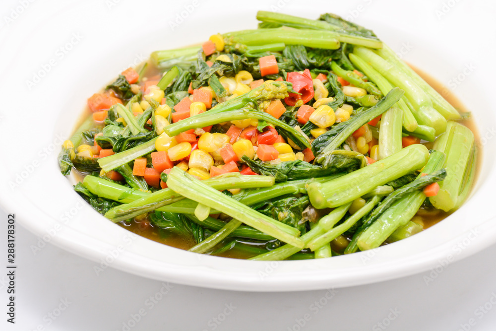 Stir fried Chinese kale with oyster sauce and pork Stir fried Chinese kale with oyster sauce and pork