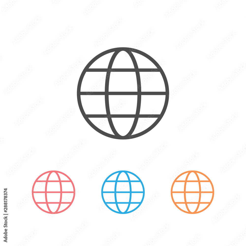 Globe Icon set in trendy flat style isolated on white background. World globe symbol for your web site design, logo, app, UI. Globe Icon set in trendy flat style isolated on white background. World globe symbol for your web site design, logo, app, UI.