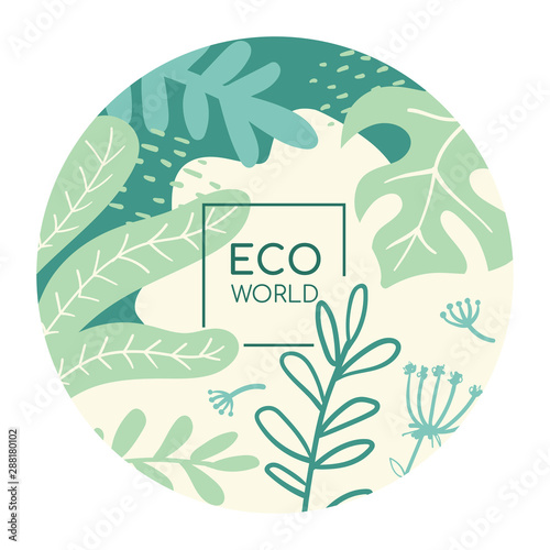 Eco world flat social media banner vector template
