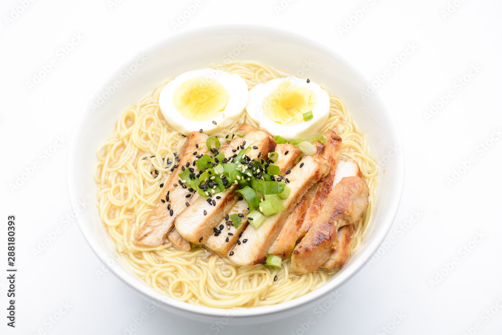 Miso Ramen with egg and pork, homemade Japanese food