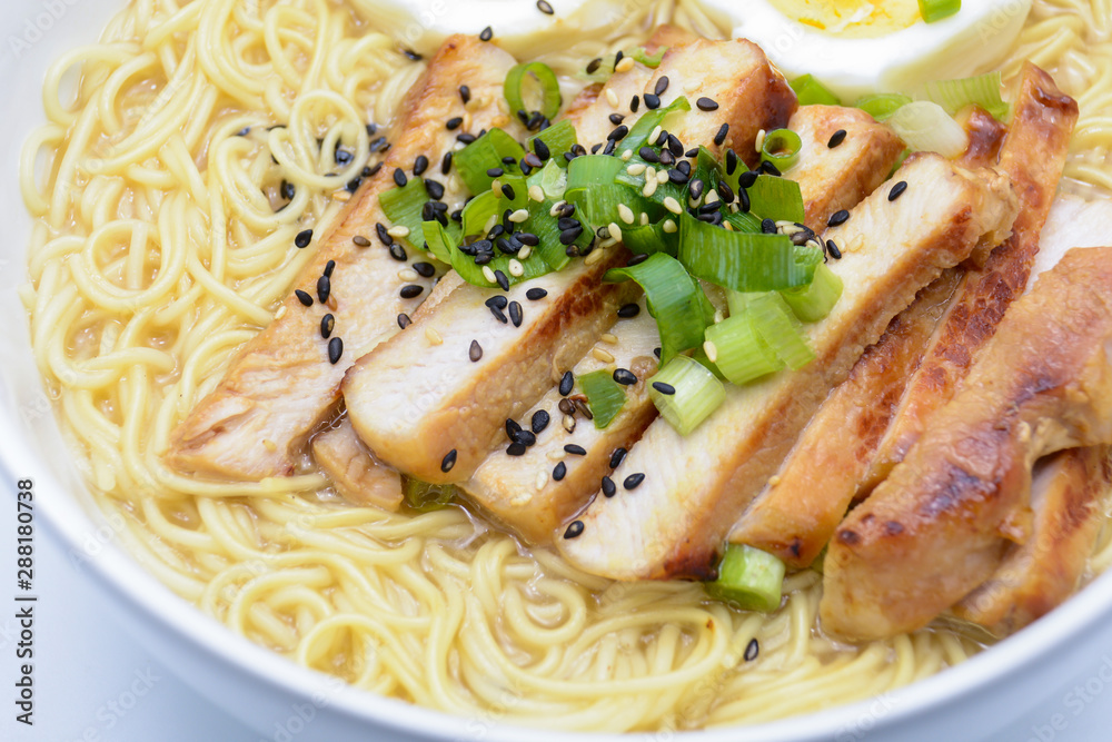 Miso Ramen with egg and pork, homemade Japanese food Miso Ramen with egg and pork, homemade Japanese food