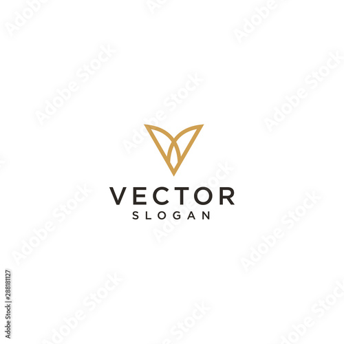 initial V logo template. Leaf and business. Vector
