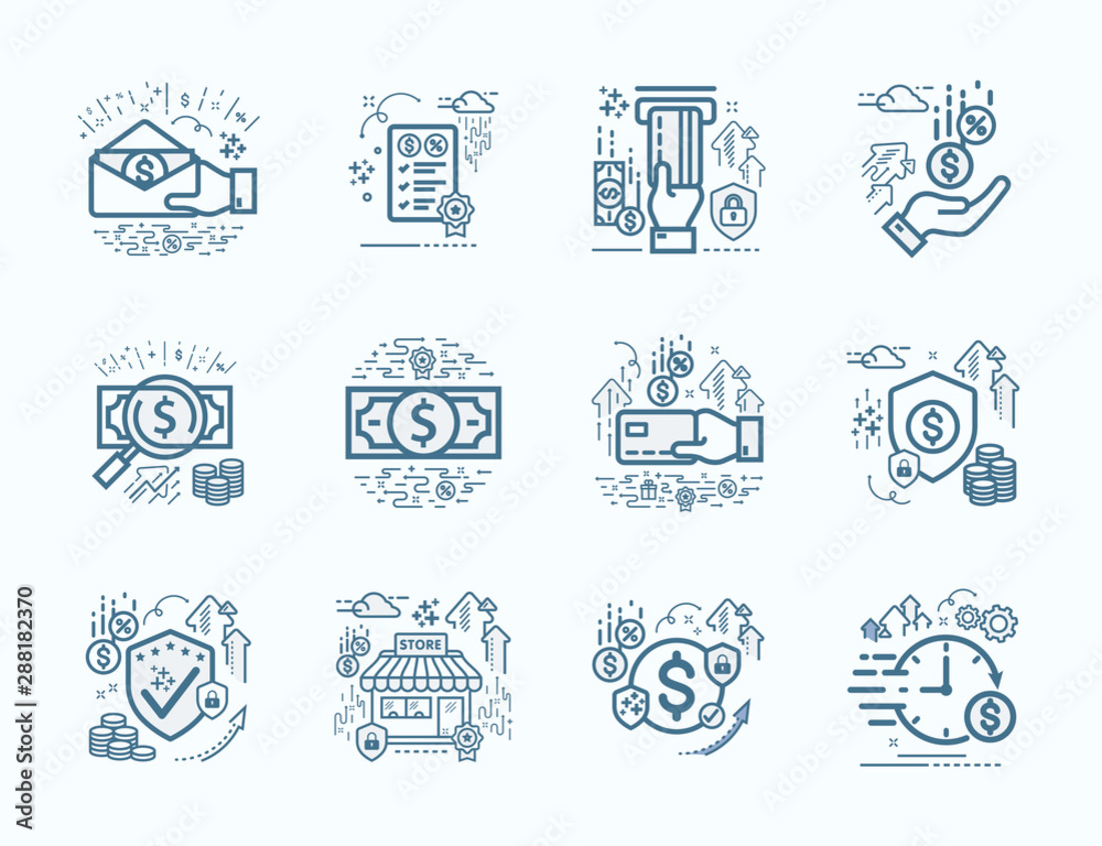Set of vector line icons in flat design concept for business, finance ...