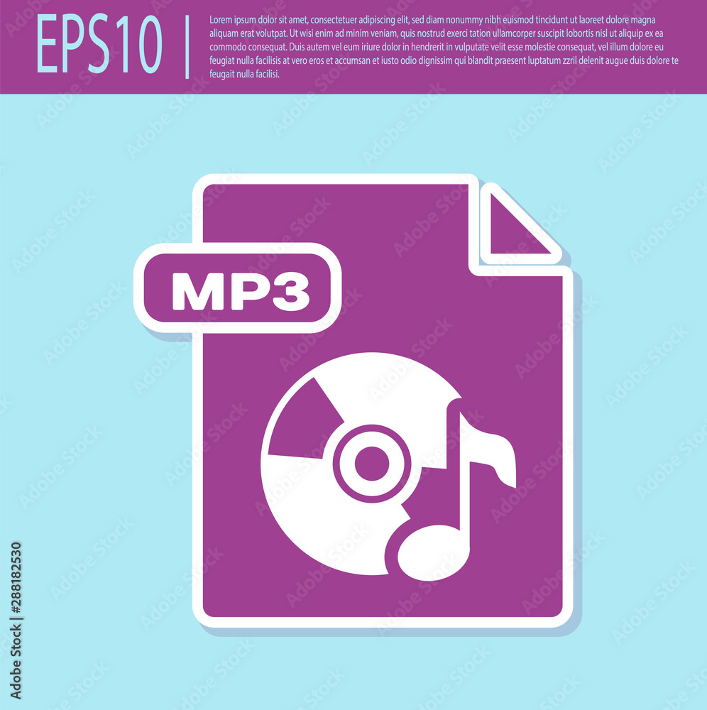 Retro purple MP3 file document. Download mp3 button icon isolated on  turquoise background. Mp3 music format sign. MP3 file symbol. Vector  Illustration Stock Vector | Adobe Stock