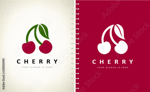 cherry logo vector. fruit design.