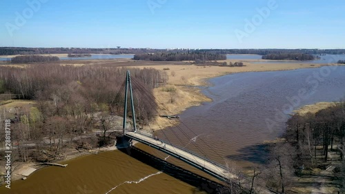 Aerial footage of bridge at Lammassaari Finland photo