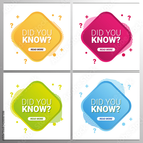 Did you know labels. Set of Banners or sticker with Interesting fact.