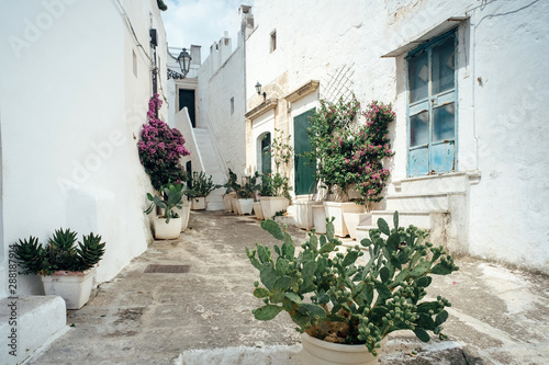 Ostuni  Puglia Italy - Friday 23 August 2019  view of an alley in the old city