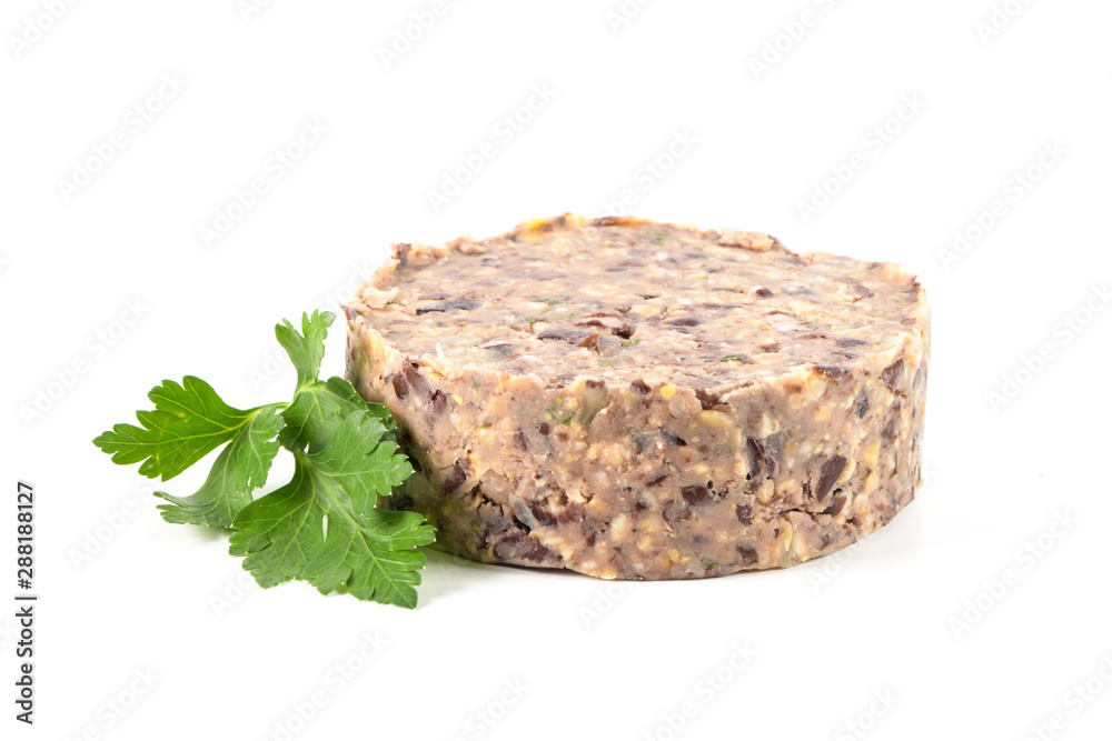 Raw veggie burger with black beans