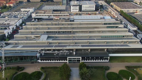 sant'agata bolognese,italy,01/08/2019:lamborghini factory establishment aerial view drone