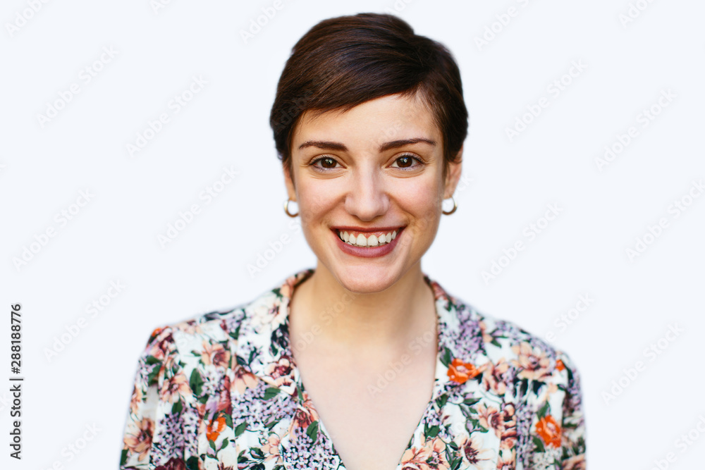 Portrait of a stylish woman over white background. Portrait of a stylish woman over white background.