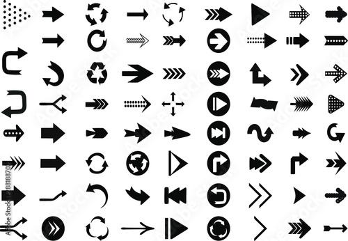 Direction arrows, Arrows big set icons vector collection. Modern simple arrows. Vector illustration