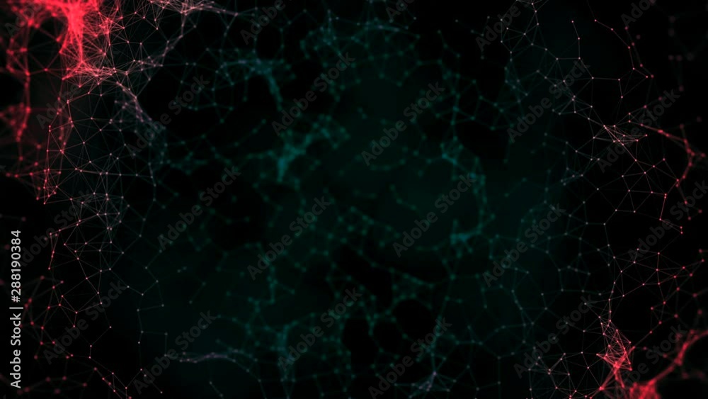 Beautiful abstraction of multicolored blurred plexes, triangles and dots floating on black background. Animation. Macro plex 4K motion background loop abstract