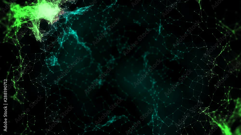 Beautiful abstraction of multicolored blurred plexes, triangles and dots floating on black background. Animation. Macro plex 4K motion background loop abstract