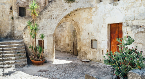 Fototapeta Naklejka Na Ścianę i Meble -  Street of the historic center of Matera Italy - European capital of culture 2019