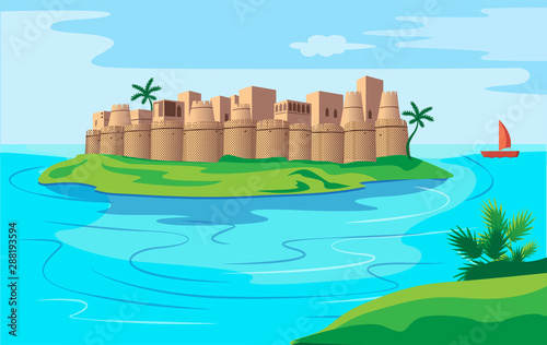 Indian maharastra fort in sea water