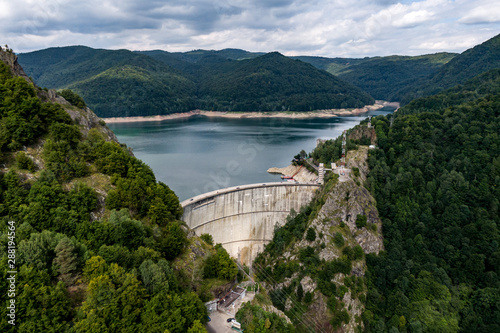 large dam, view from above, from the quadrocopter. photo
