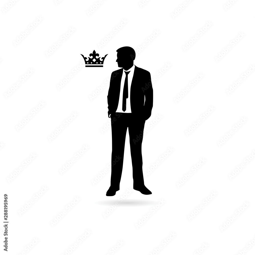 Successful businessman standing with crown Successful businessman standing with crown