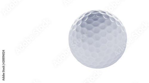 Sport equipment for minimal diet and healthy concept. Close up white golf ball on white background. 3d rendering illustration.