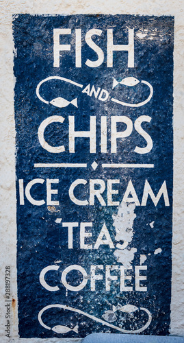 A vintage Fish and Chips sign