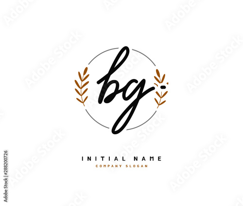 B G BG Beauty vector initial logo, handwriting logo of initial signature, wedding, fashion, jewerly, boutique, floral and botanical with creative template for any company or business.