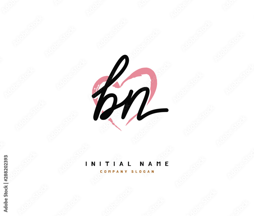 B N BN Beauty vector initial logo, handwriting logo of initial signature, wedding, fashion, jewerly, boutique, floral and botanical with creative template for any company or business.