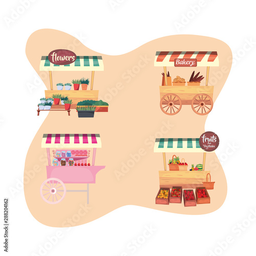 street market commerce flat design