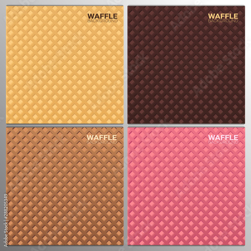 Fototapeta Naklejka Na Ścianę i Meble -  Set of Colorful Wafer texture sweet food backgrounds. Ice cream waffle.