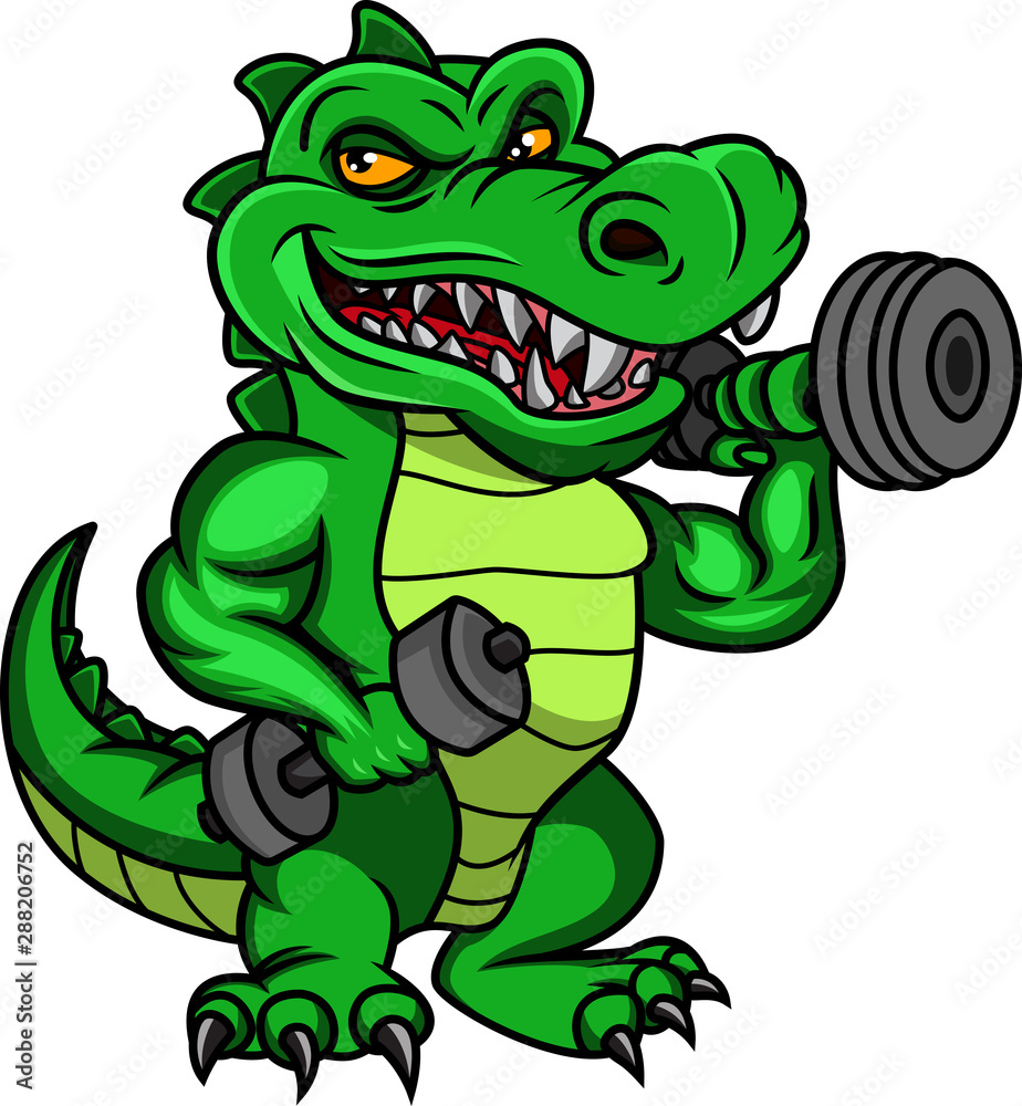 cute crocodile cartoon holding dumbbells cute crocodile cartoon holding dumbbells