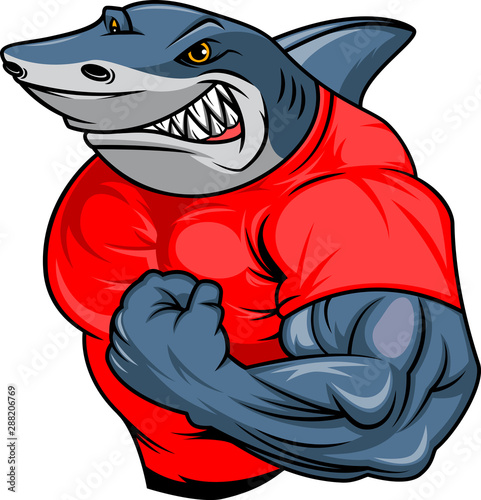 muscle shark cartoon