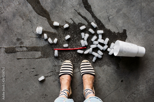 woman with a spilled drink photo
