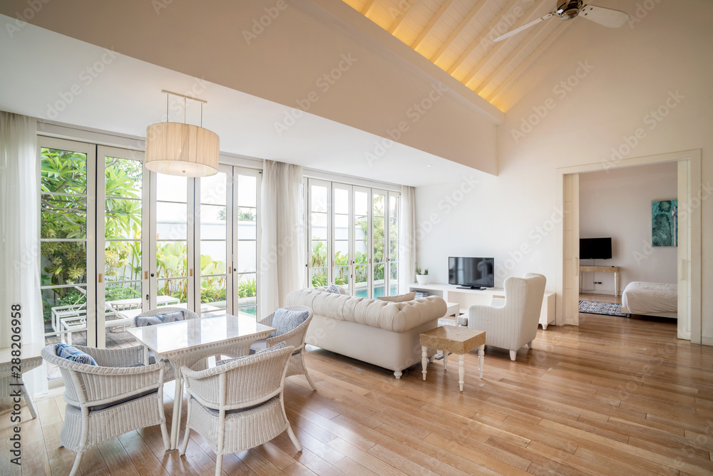 Spacious living room in modern contemporary style Stock Photo | Adobe Stock