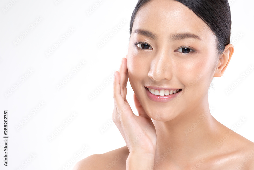 Beautiful Asian woman touching soft cheek smile with clean and fresh skin Happiness and cheerful with positive emotional,isolated on white background,Beauty and Cosmetics Concept Beautiful Asian woman touching soft cheek smile with clean and fresh skin Happiness and cheerful with positive emotional,isolated on white background,Beauty and Cosmetics Concept