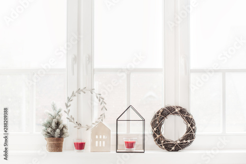 Christmas decoration on a window sill photo