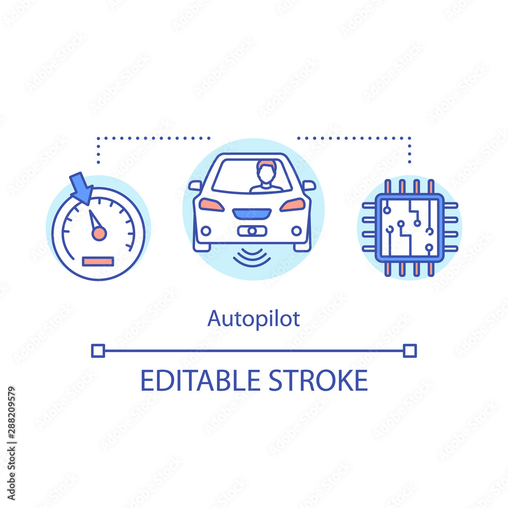 Autopilot concept icon. Adaptive cruise control. Driverless vehicle