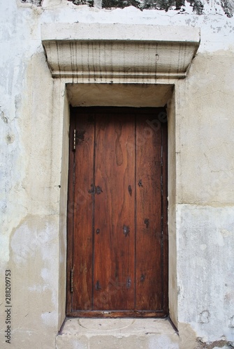 Wooden window, old brown window, antique style.