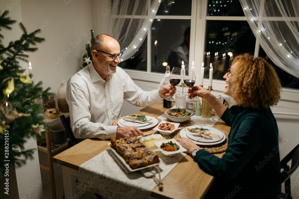 Elegant Senior couple Celebrating Christmas Elegant Senior couple Celebrating Christmas