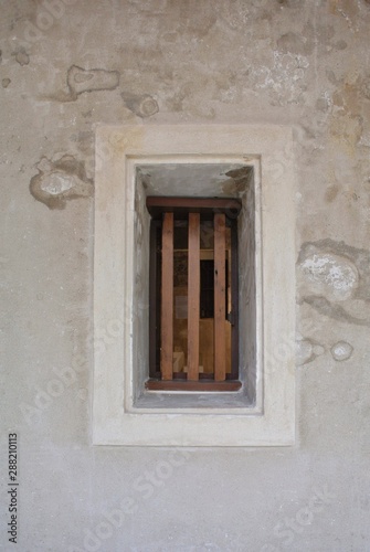 Wooden window, old brown window, antique style.