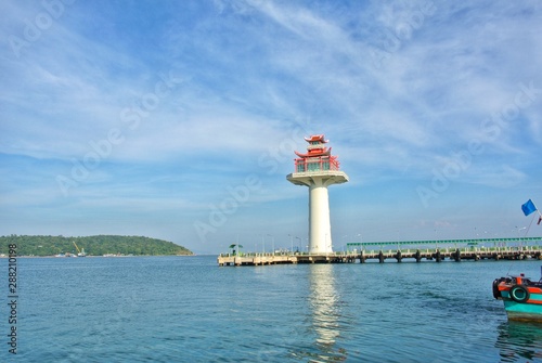 Lighthouse and Thai Sea at Koh Sichang  Thailand