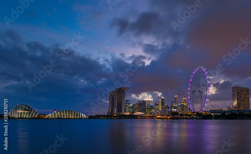 Gardens by the Bay and skyline with Singapore Flyer, Singapore