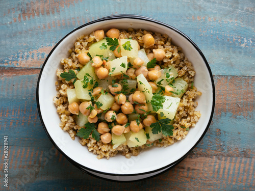 Kohlrabi and Chickpeas on Freekeh photo