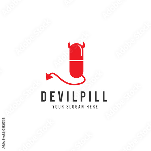 Devil pill Logo Vector icon illustration