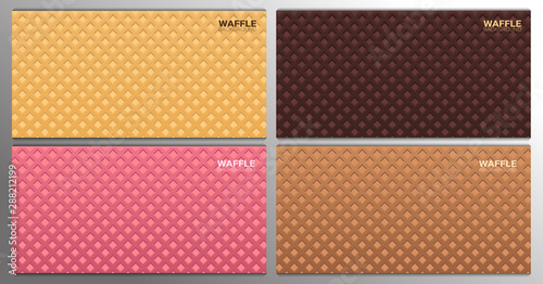 Set of Colorful Wafer texture sweet food backgrounds. Ice cream waffle.