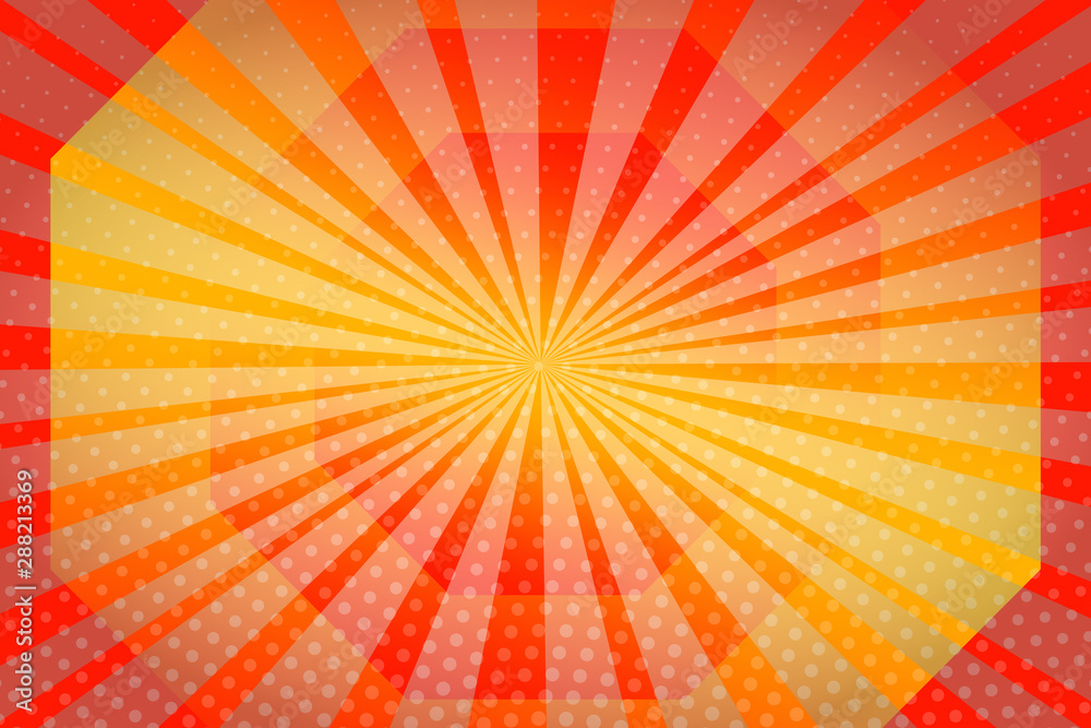 Fototapeta premium abstract, orange, sun, light, yellow, design, bright, illustration, color, wallpaper, backgrounds, summer, art, graphic, sunlight, backdrop, red, sky, space, hot, shiny, artistic, decoration, star