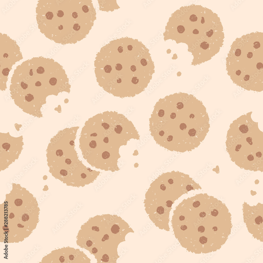 Cute seamless pattern with chocolate chips cookies Cute seamless pattern with chocolate chips cookies