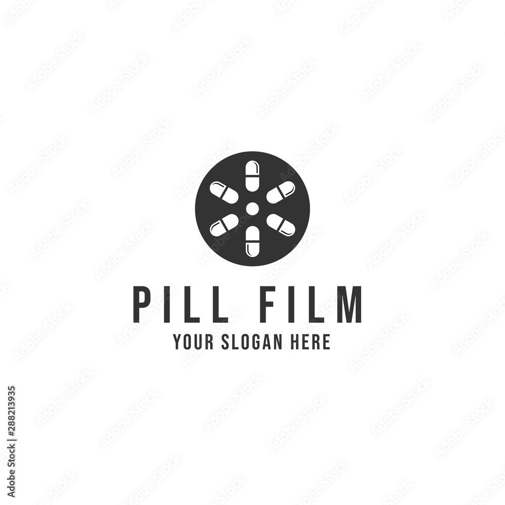 Pill film Logo Vector icon