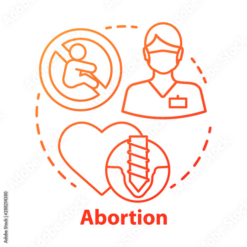 Medical abortion concept icon. Miscarriage idea thin line illustration. Infertility problem. Pregnancy loss. Fetal death. Pregnancy termination. Vector isolated outline drawing