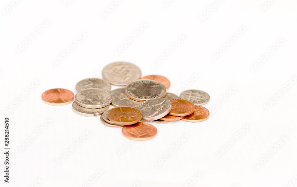 Different coins of USA isolated on the white background Different coins of USA isolated on the white background