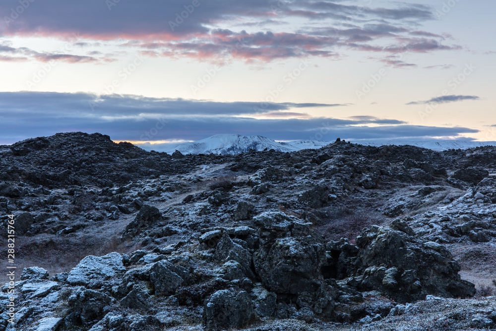 Dawn over a lava field Dawn over a lava field
