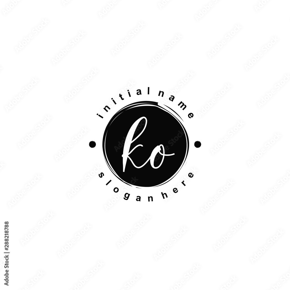 KO Initial beauty monogram logo vector - obrazy, fototapety, plakaty 